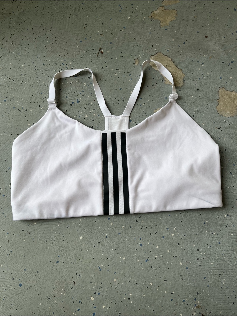 Adidas White Sports Bralette with Black Triple-Stripe